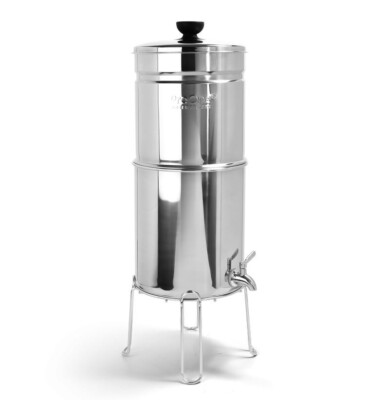 ProOne Big+ Gravity Water Filter polished with 2 7'' G3.0 Filter Elements & Stand