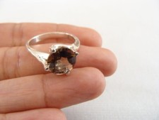 Brown Smoky Smokey Quartz Solitaire 925 Sterling Silver Ring Sz 7