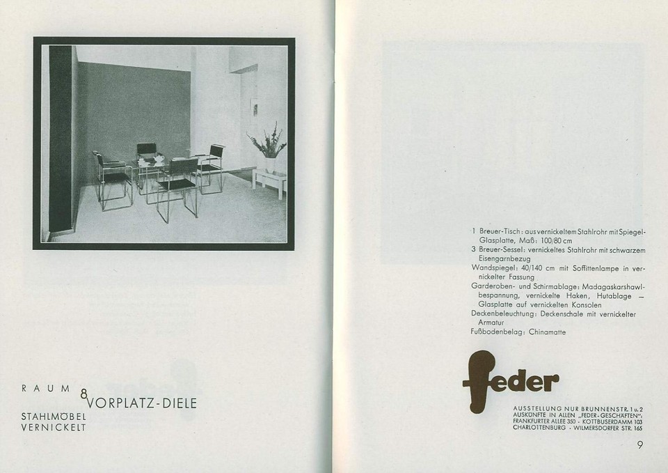 Berlin 1929 Möbel Ausstellung Möbelhaus Feder Katalog Prospekt