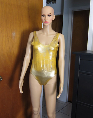 made in usa Bodysuit Top Yellow- Golden Stretch Lightweight Size L