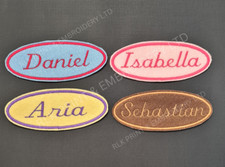 Personalised Oval Embroidered Name Patch Badge Girls Boys Iron on or sew on 