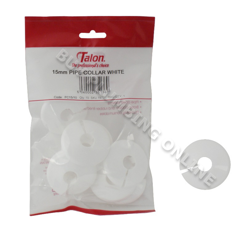 Talon 15mm Pipe Collar White Pack of 10 PCW15