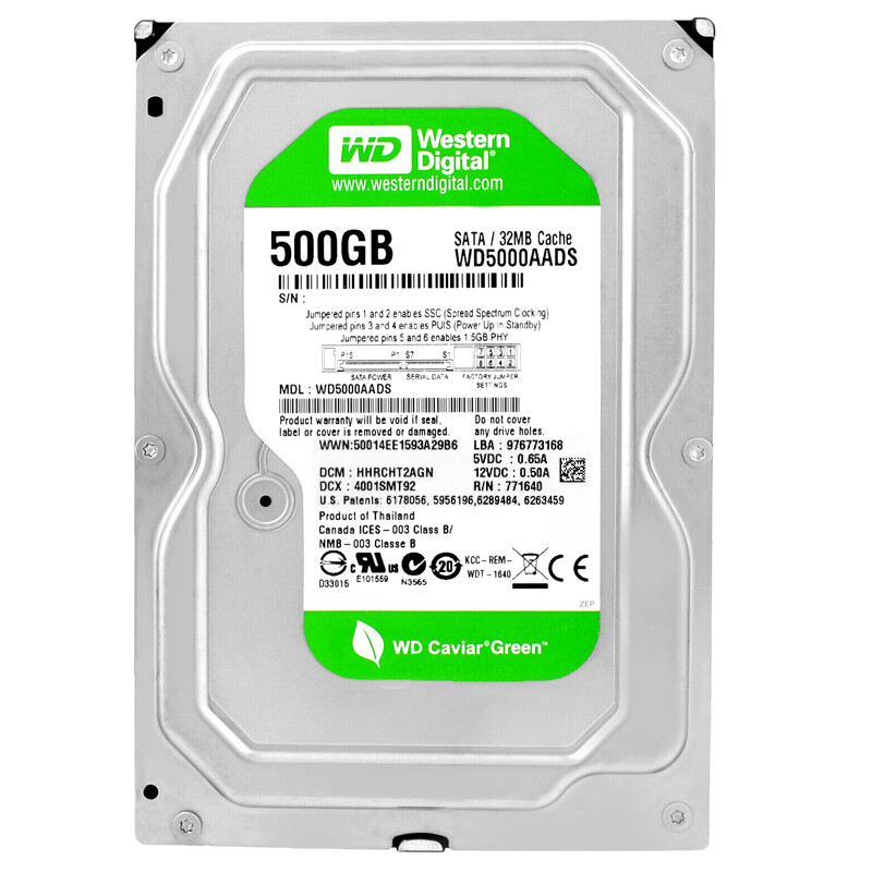 Hard Drive Western Digital 500GB WD5000AADS 32MB 5400RPM