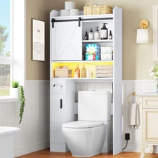 Okcora Bathroom Cabinet Over The Toilet Storage Cabinet w/ Sliding Barn Door