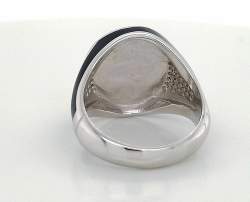 Yellow & Black Enamel Ring in Sterling Silver with Cz - Bild 4 von 15