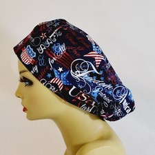 Patriotic Women Scrub Hats, Surgical Caps, Nurses Hat, Medical Caps, USA Made