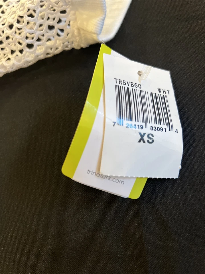Top de manga corta de malla blanca Trina Turk Recreation para mujer - talla XS Foto 3 de 4