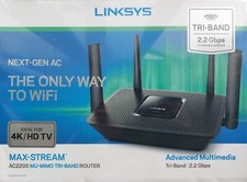 Linksys EA8300 4K Max-Stream AC2200 Tri-Band Wi-Fi 5 Router. Brand New Sealed.