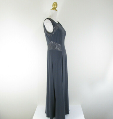 Vera Wang Solid Gray Lace Inset Formal Full Length Gown Dress Size 8 Bridesmaid Vera Wang Solid Gray Lace Inset Formal Full Length Gown Dress Size 8 Bridesmaid