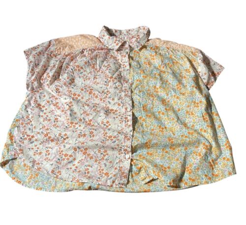american eagle patchwork cottagecore floral peasant top sz medium Y2K