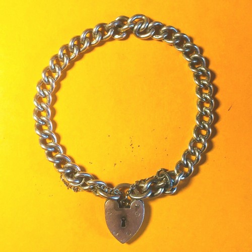 Bracelet Vintage En Argent Sterling 925 Avec Breloques - 19 Cm, 24,1 G, Fermoir Coeur HMK