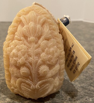 Decorative Egg Candle Natural Beeswax Bees Wax 4  Tall