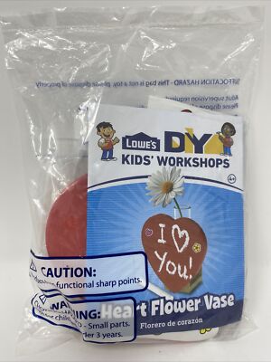 Lowe's DIY Kids Workshop Kit Heart Flower Vase W/Patch