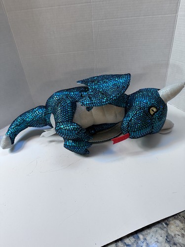NWT NANCO 22” Teal FLYING DRAGON SPARKLY PLUSH Red Tongue - Picture 2 of 11