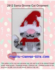 Santa Gnome Cat Christmas Ornament- Plastic C...