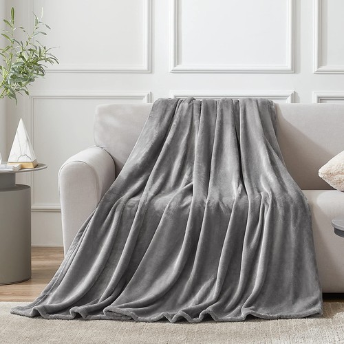 Kuscheldecke flauschig Grau weiche warme Fleecedecke 130x165 als Decke Sofa W... - Bild 9 von 9