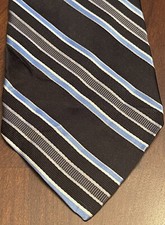 Express Design Studio Black 100% Silk Men’s Neck Tie Made In Usa Striped