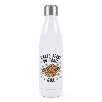 Crazy Beans On Toast Girl Sterne doppelwandige Trinkflasche lustig Frühstück