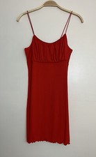 💜 Urban Outfitters Women's Red Ribbed Mini Dress UK Size Small