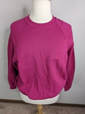 Vintage Magenta Pink Blank Raglan Sweatshirt Size XL USA Made Lee 20W 90s