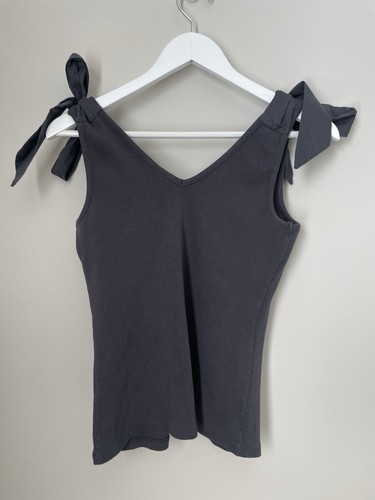 NWT - Maeve Anthropologie Bow Tie Tank Blouse Top Black Size Small Girly V-Neck - Picture 8 of 8