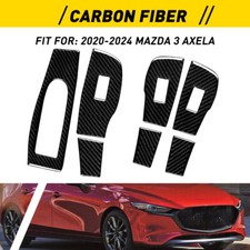 7pcs Carbon Fiber Window Lift Switch Panel Cover For Mazda 3 Axela 2020-2024