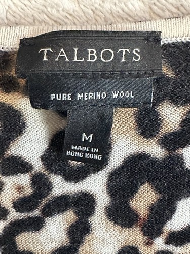 Talbots Leopard Print Soft 100% Merino Wool Sweater Medium Animal Print - Picture 6 of 7