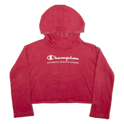 CHAMPION Cropped Womens Red Hoodie Pullover S UK