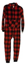 Cat  Jack Fleece Pajama Union Suit Buffalo Plaid Red/Black KIds' Size 14