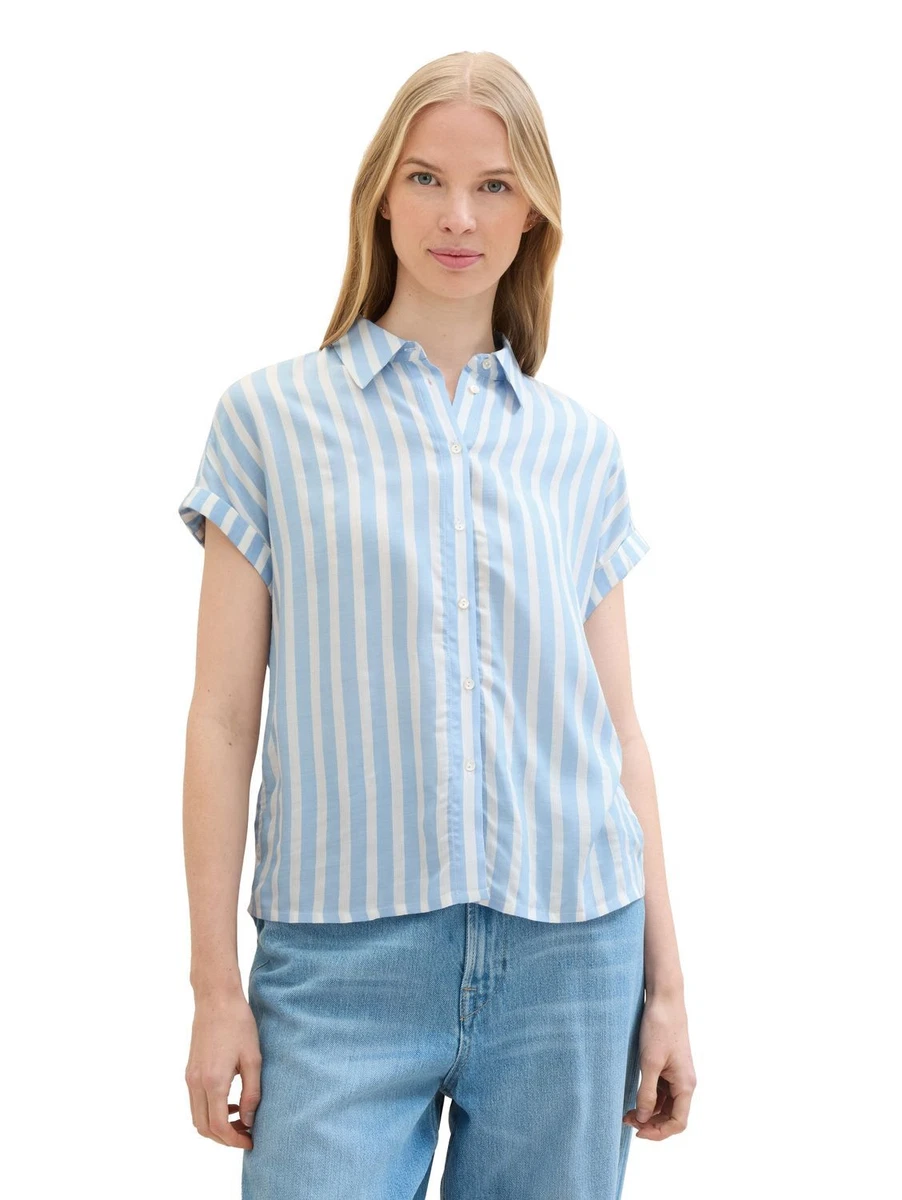 Polo da donna a maniche corte sfumate, maniche raglan, maglietta estiva da donna, casual, business, a tunica con polsini a costine, bianco, S