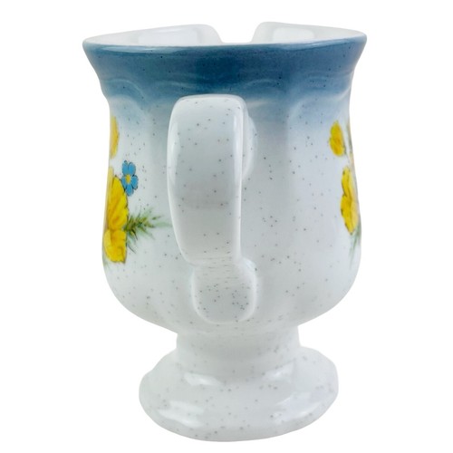 Mikasa Amy Country Club Creamer Yellow Flower Blue Edge Footed Stoneware Japan - Picture 2 of 13