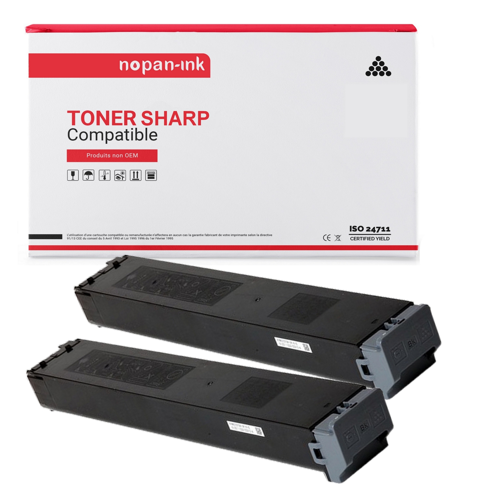 Toner MX23GTBA compatible Sharp par NOPAN-INK pack de 2 noir