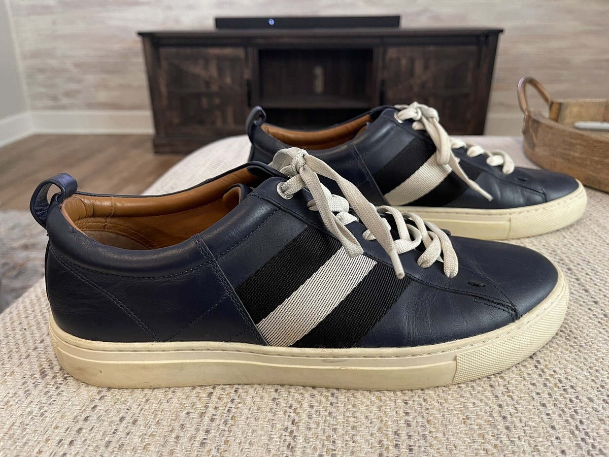Bally Helvio Navy Blue Leather Sneakers Men's Size 11 D | eBay