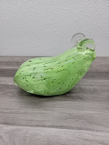Vintage Hand Blown Glass Animal Figurine Art Glass Green Frog Paperweight - Picture 3 of 10