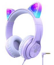 HS20 Kids Headphones for Toddler Girls, Cat Ear LED Light Up School