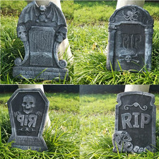 4Pcs Halloween Foam RIP Tombstone Graveyard Skeleton Haunted House Decor