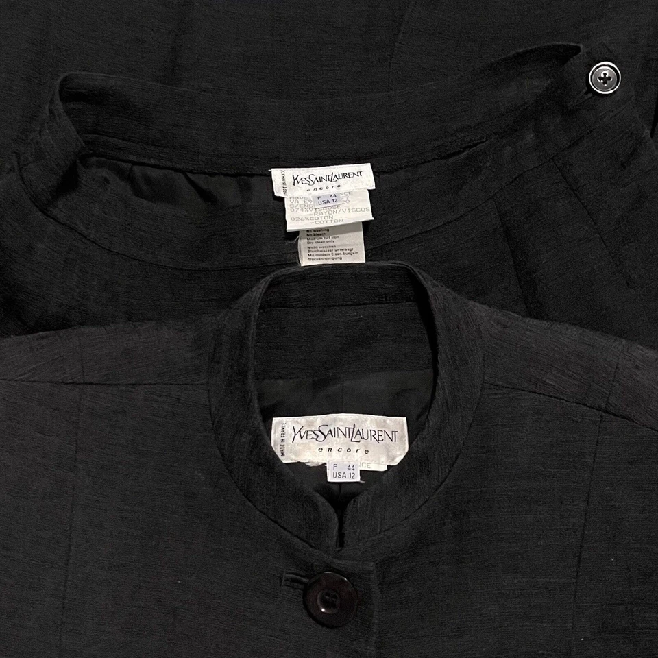 YVES SAINT LAURENT YSL Encore черный текстурированный 2 ПК юбка костюм размер 44 США 12 - Изображение 3 из 3