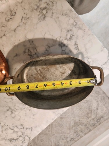 Vintage French Oval Stock Pot Copper Cookware Made in France Heavy Brass Handle - Picture 18 of 23