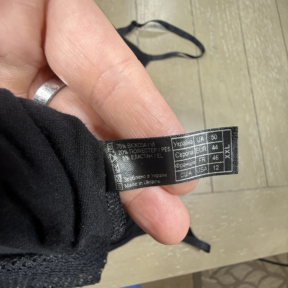 Camisola Ajour Feminina Slip Chemise XXL Preta Acabamento em Renda Romântica - Imagem 4 de 4