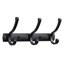9.7 in . Wall-Mounted Dual J-Hook Robe/Towel Hook in Black
