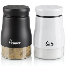 Salt and Pepper Shakers Set, 5 Ounce Stainless Steel Salt and Pepper Dispenser