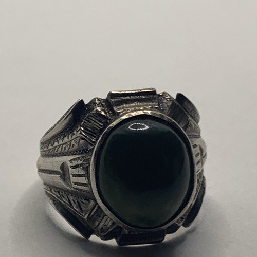 Vintage Sterling Silber Ring grüner Achat Größe 10,5, 925