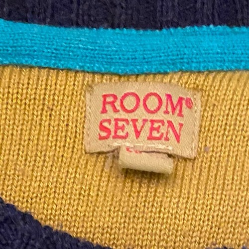 ROOM SEVEN Boutique Netherlands Hand Made Cardigan Sweater Navy Yel Kids 6 EUC - Picture 9 of 9
