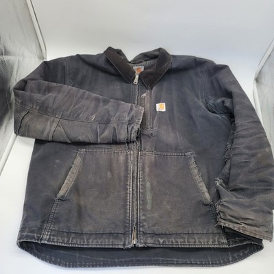 Carhartt 103370 Distressed Duck Work Jacket Black Faded Patina L Regular