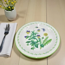 Studio Nova Garden Bloom DinnerPlates Set of 4 Green Rim Floral Butterfly 11"