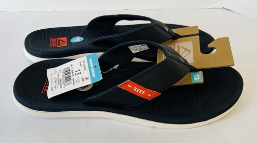 Reef Santa Ana Men's Flip-Flops Sandals Navy/White/Orange Size 13 NWT