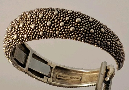Michael Dawkins Sterling Silver STARRY NIGHT Hinged Cuff Bracelet 7" 43.5 grams - Picture 10 of 11