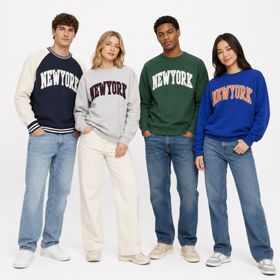New York Classic Raglan Applique Crewneck Sweatshirt, Unisex Pullover