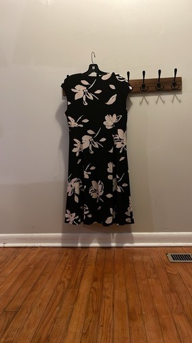 abito lauren ralph lauren floreale surplice jersey nero con rosa floreale taglia 12 - Foto 2 di 13
