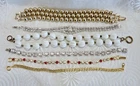 Lot of 6 Vintage Bracelets Rhinestone Milk Glass Gold Plated